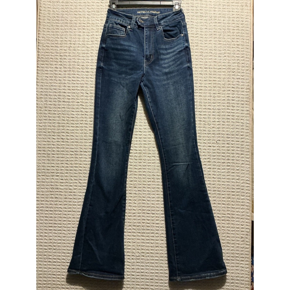 Michelle Ferrar Women Jeans 5 MF-BCN6463 Boot Cut Dark Wash Jeans 25x33 Stretch